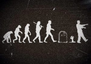 playful take on the classic (and wrong) image of human evolution. No ...