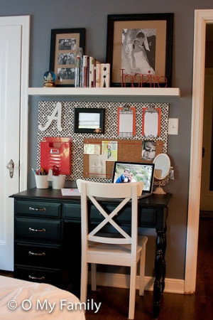 Organized desk area- Cute for small spaces.