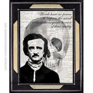 ... print on dictionary book page art print horror love quote Poe's heart