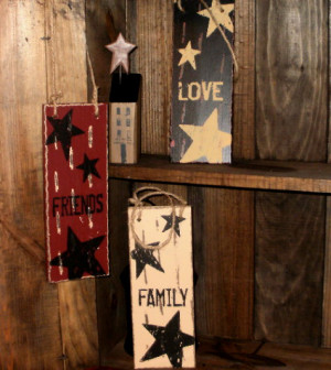 Faith Family Love Hanging Wood Sign with Stars-Wooden Sign,Hanging ...