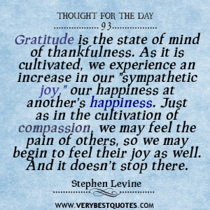 ... is the state of mind of thankfulness quotes,Thought for the day