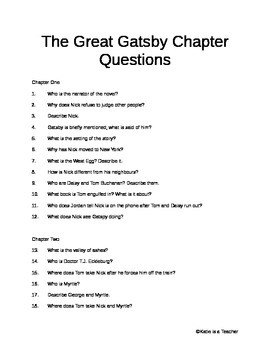 THE GREAT GATSBY CHAPTER 7 REVIEW QUESTIONS AND ANSWERS - social ...