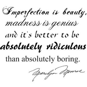 Imperfection Quote Black Vinyl Wall Decal Sticker Marilyn Monroe