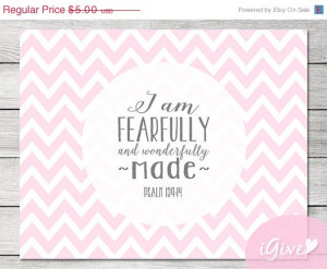 SPRING SALE Pink Nursery Bible Quote Printable - I am Fearfully and ...