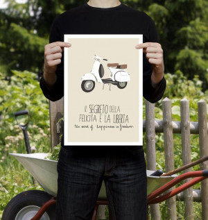Vespa scooter poster illustration print by TheShufflePrintsShop, $21 ...