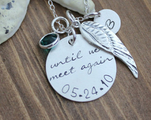 until we meet again, memorial loss necklace, sterling silver hand ...