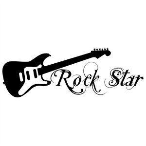 Rock Star With Guitar wall decal vinyl lettering sayings quote home ...
