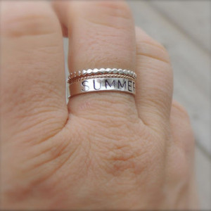 ... ring. Handstamped letter ring. Quote ring. Name ring. Made to order