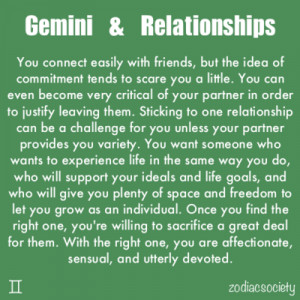Zodiac Society- Gemini & Relationships | via Tumblr