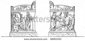 Socrates and Erato, Calliope and Homer - a sarcophagus that is stored ...