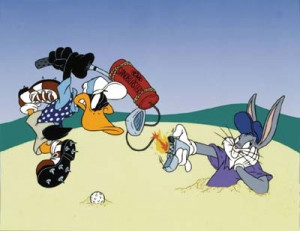 Daffy Duck gets a helping hand from Bugs Bunny in this golf themed ...