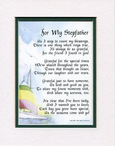 ... Fathers Day gifts Christmas gifts for stepfather step father Poems