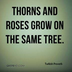 Thorns and roses grow on the same tree.