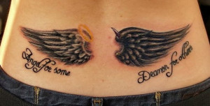 Angel Wing n Quotes Tattoo Designs