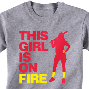 Softball Tshirt Short Sleeve This Girl Is On Fire Batter