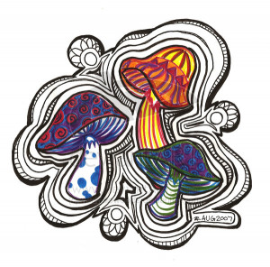 trippy drawings of shrooms