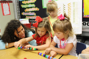 Kindergarten teacher Amanda Phillips gets acquainted with her new ...