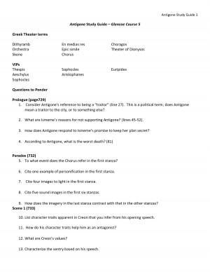 Antigone Study Guide Antigone Study Guide 1 Antigone Study Guide ...