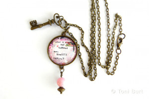 heart's desire quote necklace, antique bronze, what if you followed ...
