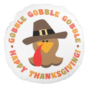 Funny Thanksgiving Pilgrim Turkey Round Pillow