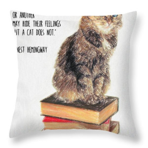 Cat Quote By Ernest Hemingway Throw Pillow by Taylan Soyturk