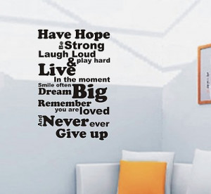Extra large Have hope be strong wall art quote sticker wa048 92cmx60cm