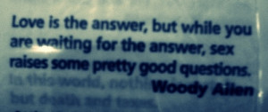 Woody Allen Quote - sex raises some pretty good questions
