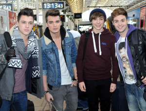 Union J arrive at Manchester Piccadilly train station, before the X ...