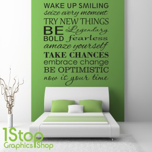 Home > QUOTE DESIGNS > WAKE UP SMILING BEDROOM WALL STICKER QUOTE ...