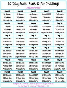 30 day guns, buns & ab challenge.
