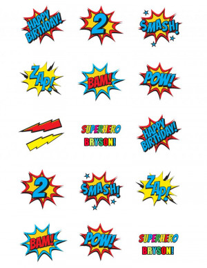 Super Hero Sayings Cupcake/Cookie Toppers