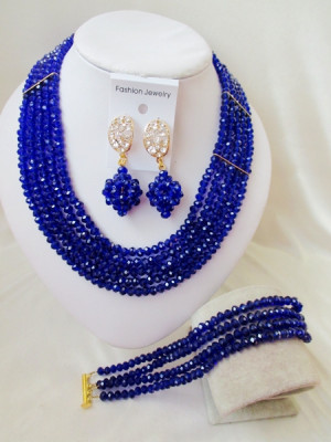 Arrived Royal Blue Crystal Nigerian Traditional Wedding African beads