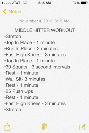 Middle Hitter Workout-Once starting out do this every other day. This ...