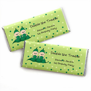 Twins Two Peas in a Pod Caucasian - Personalized Birthday Party Candy ...