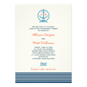 Wedding Rehearsal Dinner | Nautical Theme Personalized Announcement