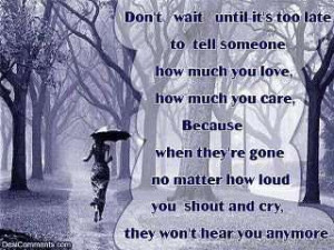 Don't Wait Untill It's Too Late To Tell Someone How Much You Love