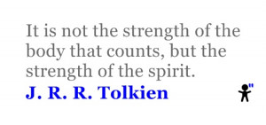 Quote by J. R. R. Tolkien. It is not the strength of the body that ...