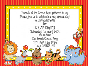 Circus Animals Birthday Invite