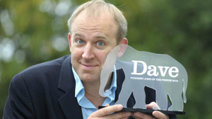 Tim Vine with his award for the funniest joke of the Fringe