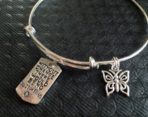 Quote Charm with Butterfly on Expandable Silver bangle / Alex and Ani ...