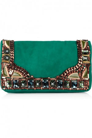 Matthew Williamson | Embellished suede clutch