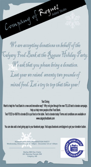 ACCEPTING DONATIONS FOR CALGARY FOOD BANK