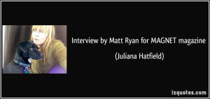 Interview by Matt Ryan for MAGNET magazine - Juliana Hatfield