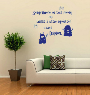 Somewhere In This Room Lurks A Little Monster Boy vinyl wall quote for ...
