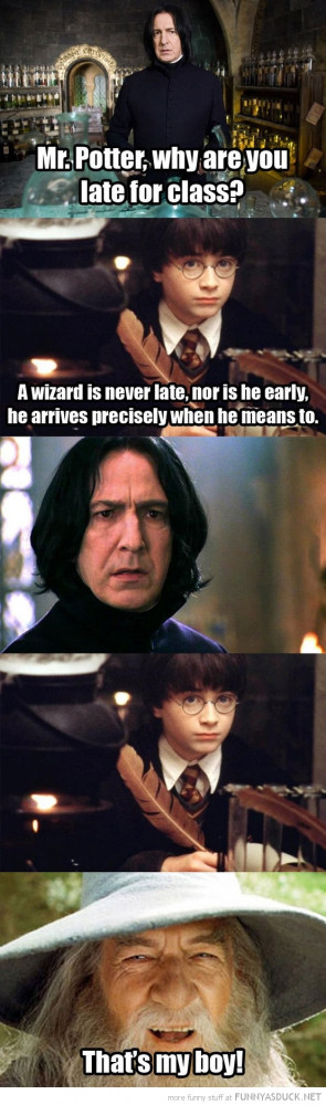 harry potter gandalf snape wizard is never late movie film funny pics ...