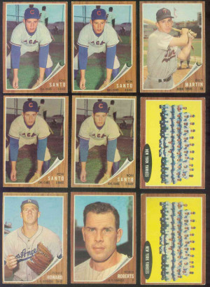 1962 Topps #170 Ron Santo [#d] (GREEN TINT VARIATION) (Cubs) Baseball ...
