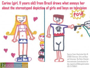 girl draws about gender stereotypes in the media