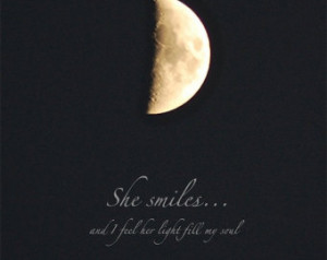 ... night sky, print with uplifting quotation, half moon, inspiring words