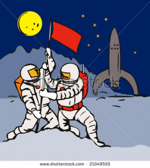 Astronaut Salutes Flag Moon