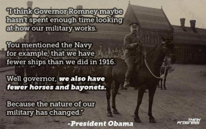 Obama quote horses and bayonets